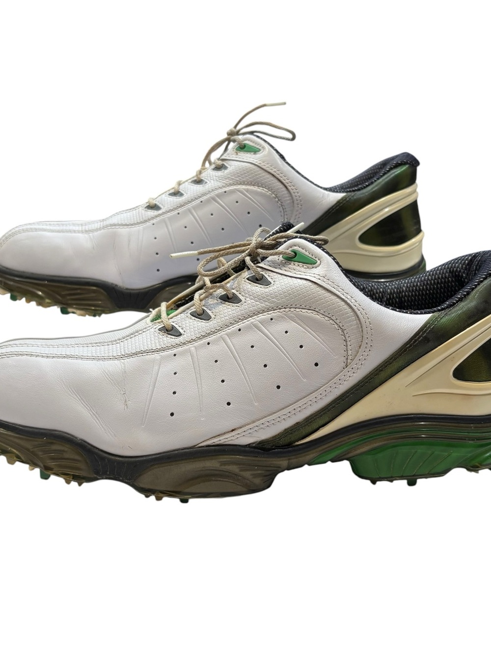 FootJoy FJ Sport Mens Size 11 White Green Leather Spiked Golf Shoes Cleats 53271